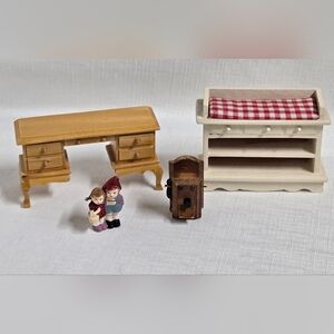 Vintage Doll House Furniture Telephone Hummel Figure Wood & Plastic
